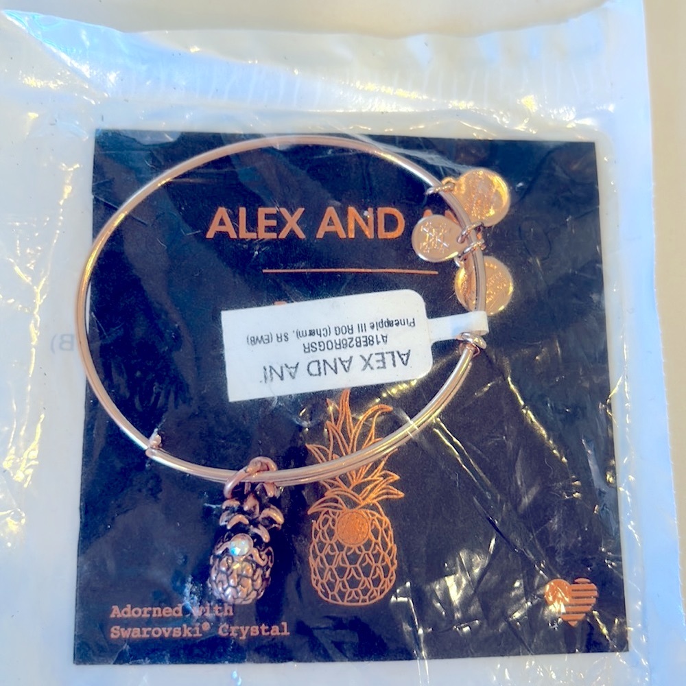 Brand New Alex and Ani pineapple bracelet adorned with a Swarovski crystal